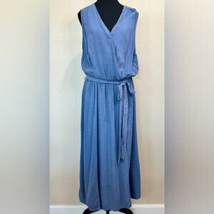 Bobeau Blue Sleeveless V-Neck Midi Sundress
